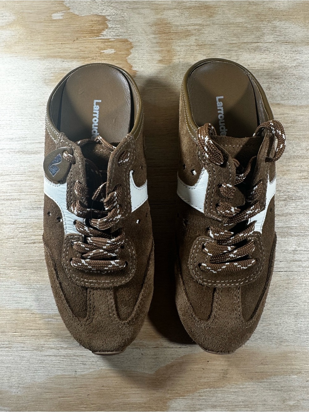 Larroude Stella Brown Suede Sneaker Mules Women’s Size 6 - Picture 4 of 8